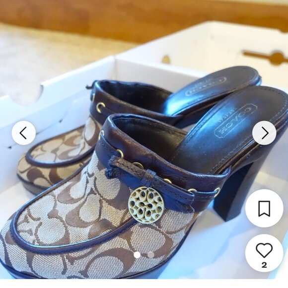 Coach Shoes - Coach Jodey Sig Mules in brown monogram canvas and leather. Sz 10